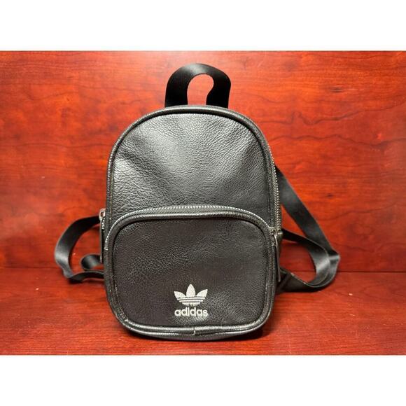 adidas Handbags - Adidas Mini Synthetic Leather Backpack Black Silver Bag Travel Vacation Sports